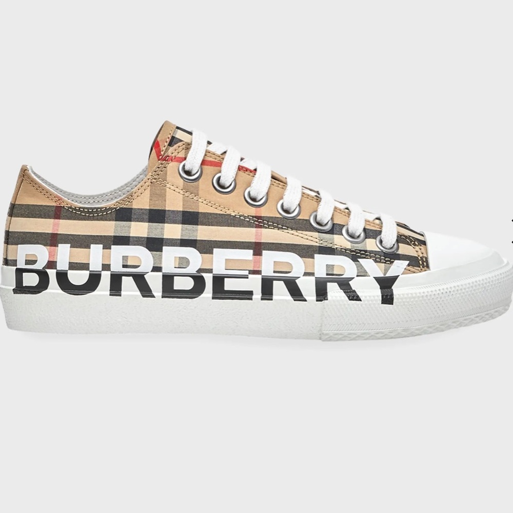 Burberry Larkhall Low-Top Logo Check Canvas Sneakers 38